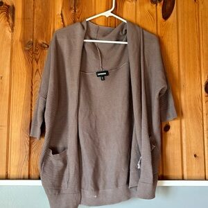Women’s short sleeve shawl cardigan light brown xs express